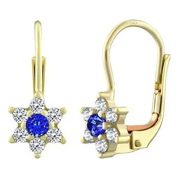 Náušnice Zlaté náušnice květinky s přírodním topazem SILVEGO70501D