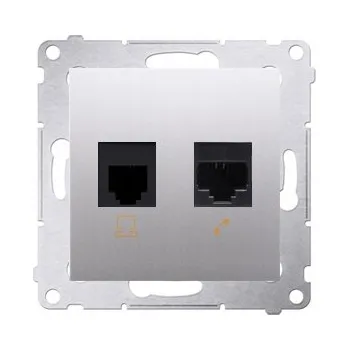 Elektrická zásuvka Internetová a telefonní zásuvka nástěnná Kontakt-simon stříbrná