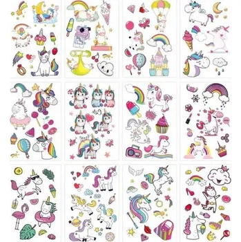 Tetování Dočasné tetování jednorožci pohádkové samolepky pro děti Jednorožci 24 ks