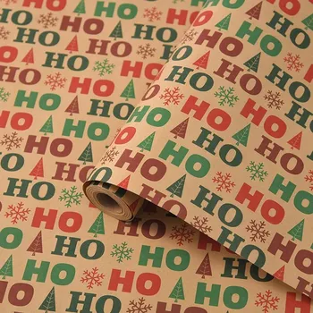 Balící papír Vánoční balicí papír s vločkami a soby | vánoční dekorace, dárkový papír - A