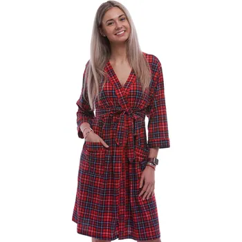 Dámský župan Červený i modře károvaný lehký dámský župan 1G0652 červená xl