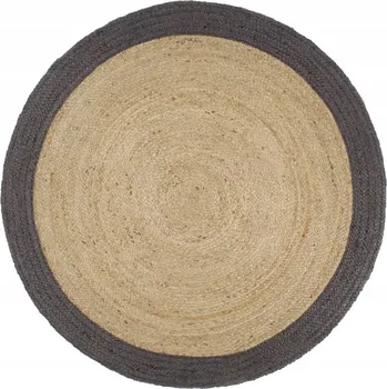 Koberec Ručně vyrobený jutový koberec, tmavě šedý okraj, 240 cm
