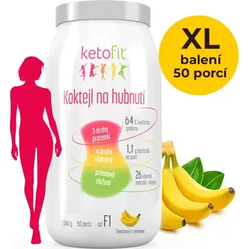 Keto dieta KetoFit BANÁN proteinový koktejl 1260 g - lehká péče (50 porcí)