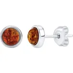 Stříbrné jantarové náušnice pecky s puzetou JAAJE330