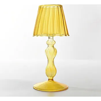 Svícen Skleněný vysoký stolní svícen pro moderní dekoraci | skleněný svícen, dekorativní svícen - B žlutá