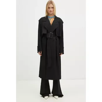 Dámský kabát Vlněný trenčkot JW Anderson Longline Trench Coat, M, černá, 99X
