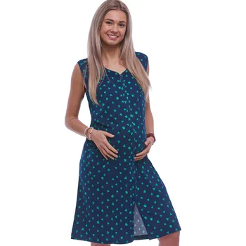 Dámské noční prádlo Modrý župan nebo košilka těhotenská i kojící na zip vzor zelený trojlístek 1XL-4XL 1G0680 modrá 4xl