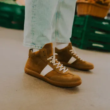 Pánská obuv Botas Iconic High Brown - Pánské kožené tenisky / botasky hnědé | česká výroba ze Zlína 43 EU