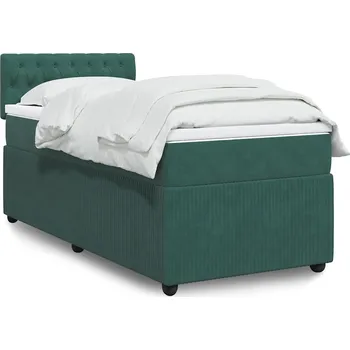 Postel vidaXL Box spring postel s matrací 90x200 cm samet [3289944] Barva: Tmavě zelená