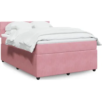 Ložnice vidaXL Box spring postel s matrací 140x200 cm samet [3287759] Barva: Růžová