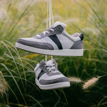 Pánská obuv Botas Organic Shadow - Pánské kožené tenisky / botasky bílo-šedo-černé | česká výroba ze Zlína 42 EU