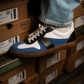 Pánské tenisky Botas × Footshop Royal - Pánské kožené tenisky / botasky modré | česká výroba ze Zlína 42 EU