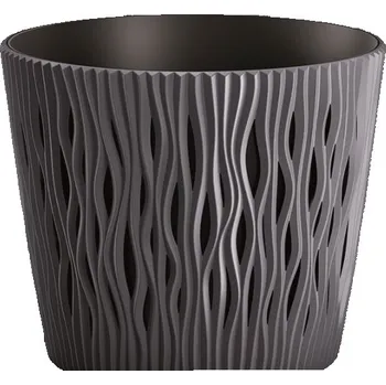 Květináč Květináč 12,8cm SANDY ROUND DSR130-S433 antracit plastový PROSPERPLAST