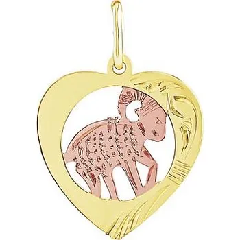 Přívěsek Zlatý přívěsek znamení zvěrokruhu Beran - srdce SILVEGOB10264GY04