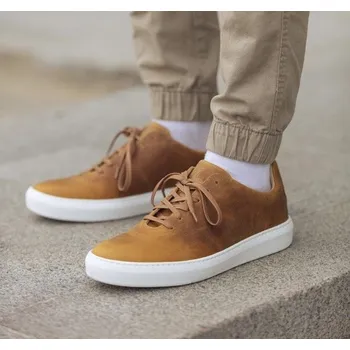 Pánská obuv Vasky Teny Caramel - Pánské kožené tenisky / botasky světle hnědé | česká výroba ze Zlína 47 EU