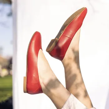 Dámské baleríny Vasky Misty Red kožené baleríny červené - jarní / podzimní boty | česká výroba ze Zlína 35 EU