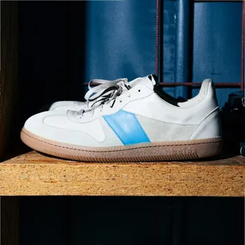 Pánská obuv Botas × Footshop Cream - Pánské kožené tenisky / botasky béžové | česká výroba ze Zlína 47 EU