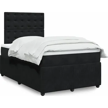 Postel vidaXL Box spring postel s matrací 120x190 cm samet [3292299] Barva: Černá