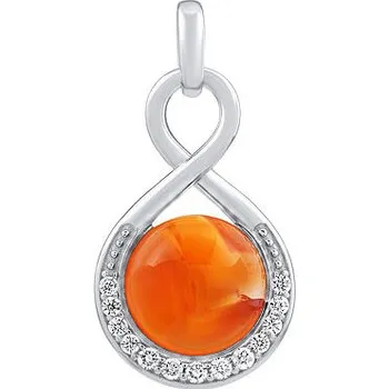 Přívěsek Stříbrný přívěsek s přírodním Karneolem a zirkony JST14709KA