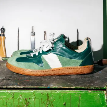 Pánská obuv Botas × Footshop Green - Pánské kožené tenisky / botasky zelené | česká výroba ze Zlína 43 EU