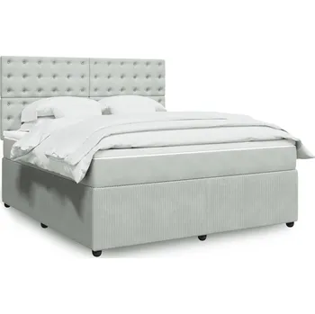 Postel vidaXL Box spring postel s matrací 180x200 cm samet [3292418] Barva: světle šedá