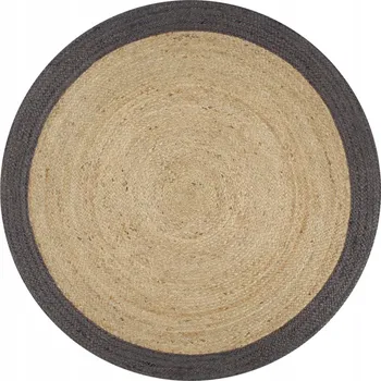 Koberec Ručně vyrobený jutový koberec, tmavě šedý okraj