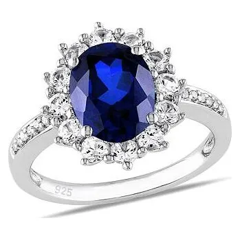 Prsten Stříbrný prsten princezny Kate se syntetickým Safírem velikost obvod 53 mm JJJR0932-obvod 53 mm