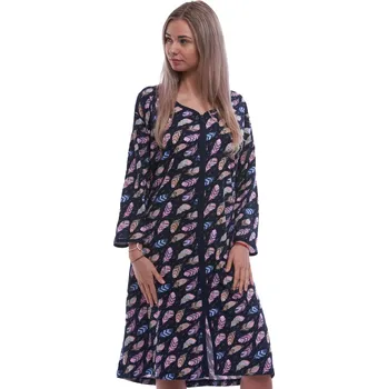 Dámské noční prádlo Barevný župan nebo košilka těhotenská i kojící na zip vzor peří 5XL,6XL,7XL 1G0664 fialová 7xl