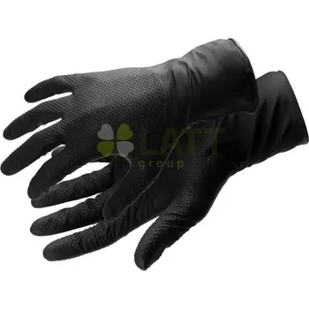 Vyšetřovací rukavice WUSSOW jednorázové nitrilové rukavice s diamantovou texturou černé (100 ks/balení) vel.7 / S