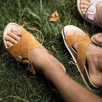 Dámské pantofle Vasky Cork Caramel - Dámské kožené pantofle světle hnědé | česká výroba ze Zlína 36 EU