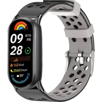 Chytré hodinky Perforovaný řemínek s přezkou Mi band 8/9/10 Barva: Černo-Šedá