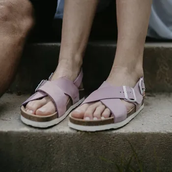 Dámské sandále Vasky Cross Pink - Dámské kožené sandály růžové | česká výroba ze Zlína 43 EU