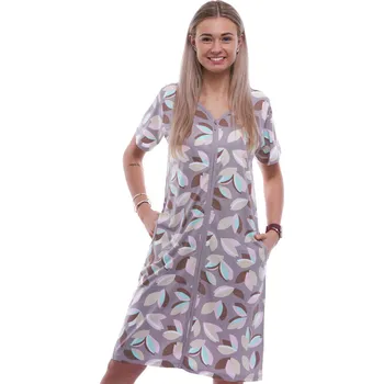 Dámské noční prádlo Světle hnědý župan nebo košilka těhotenská i kojící na zip a barevné listí 1G0654 hnědá xxl