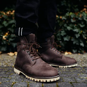 Pánské polobotky Vasky Farm High Dark Brown - Pánské kožené kotníkové boty hnědé - zimní boty, obuv | Flexiko | česká výroba ze Zlína 46 EU