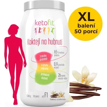 Keto dieta KetoFit VANILKA proteinový koktejl 1260 g - lehká péče (50 porcí)