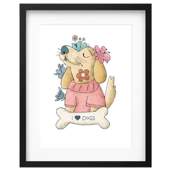 Plakát Plakát -pejsek mezi květy