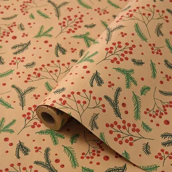 Balící papír Vánoční balicí papír s vločkami a soby | vánoční dekorace, dárkový papír - E