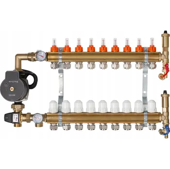 rozdělovač topení Rozdělovač s čerpadlovou skupinou pro podlahové topení, 9 okruhů