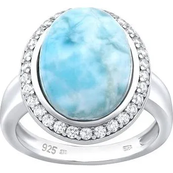 Prsten Stříbrný prsten s přírodním Larimarem velikost obvod 50 mm JSTLR14941-obvod 50 mm