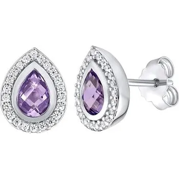 Náušnice Stříbrné náušnice s přírodním ametystem FWE9395AM
