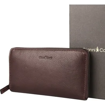Peněženka Luxusní celozipová tmavěhnědá kožená peněženka Gianni Conti no. 918