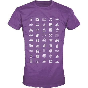 Dámské tričko Cestovatelské dámské triko s piktogramy XXL purpurové