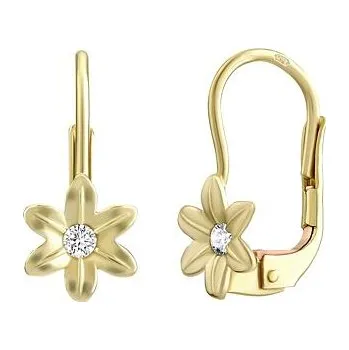 Náušnice Zlaté náušnice květinky s přírodním topazem SILVEGO70371W