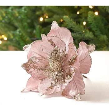 Vánoční dekorace Třpytivé vánoční umělé květiny na stromek | vánoční dekorace, umělé květiny - B