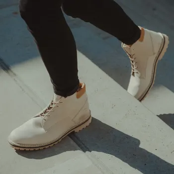 Pánská zimní obuv Vasky Hillside Vanilla - Pánské kožené kotníkové boty béžové - podzimní / zimní boty, obuv | Flexiko | česká výroba ze Zlína 46 EU