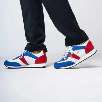 Pánská obuv Botas Authentic Tricolor - Pánské kožené tenisky / botasky bílo-modro-červené | česká výroba ze Zlína 44 EU