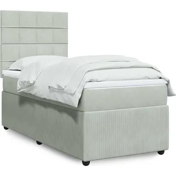 Postel vidaXL Box spring postel s matrací 90x190 cm samet [3292214] Barva: světle šedá