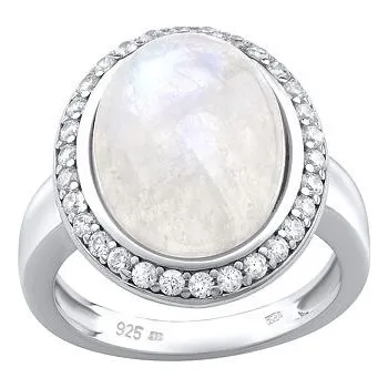 Prsten Stříbrný prsten s přírodním Měsíčním kamenem velikost obvod 51 mm JSTMSR14941-obvod 51 mm