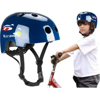 Cyklistická přilba DĚTSKÁ OCHRANNÁ PŘILBA MODRÁ BMX NA KOLO A KOLOBĚŽKU VEL. S/M 56-60cm