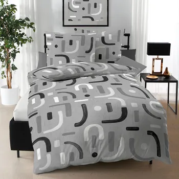 Povlečení Kaeppel | Povlečení Mako satén Elements šedé, 140x200, 70x90